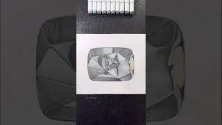 Drawing my YouTube Diamond Play Button! ✍️✨💎 It Looks Like Real! 🤯 #artistomg #shorts #awards