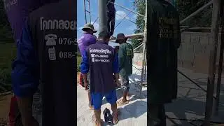 Installing cement columns with music 