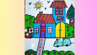 How to Draw a Beautiful House | Relaxing Drawing in kids learning World 🌍