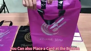 Custom Print Restaurant Purple Plastic Takeaway Bag Thank You Food Packaging Take Out Bag With Logo
