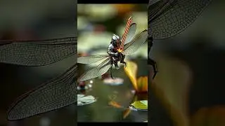 🦋⚔️ Sentinel & Dragonfly: Hyper-Realistic Macro Flight Over a Serene Pond #shorts