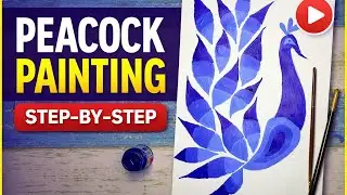 Grace in Blue Modern peacock Artwork 