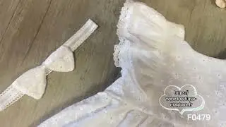 Robe coton broderie anglaise + bandeau Aria b&eacute;b&eacute; fille - F0479 + CHOF0106