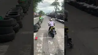 Drag  bike matic mio standing  terbang crash