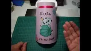 Teja pintada  decorada con papel decoupage. Custom texas