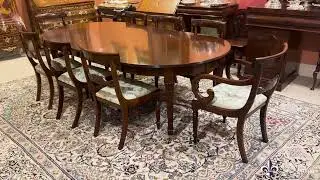 Antique Victorian Extending Dining Table & 8 Barback Dining Chairs