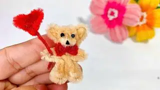 Basteln mit pfeifenreiniger : Valentinstag B&auml;r h&auml;lt Herz | DIY Geschenke