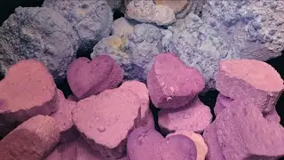 ASMR Gym Chalk Crush | Pasted Fluffy Stacks & Hearts #fyp #asmr #gymchalk