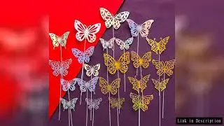 10PCS 3D Butterfly Cake Topper Set Gold Silver Birthday Party Decorations for Cupcakes DIY Wall Hang