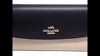 New Coach 52845 Crossgrain Leather Soft Envelope Wallet Midnight Chalk Slide
