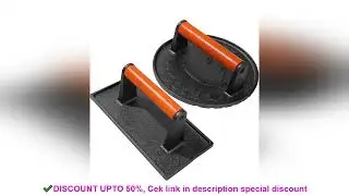 LMETJMA Bacon Press Heavy-Duty Cast Iron Grill Press Meat Steak Press with Wood Handle Kitchen Hambu