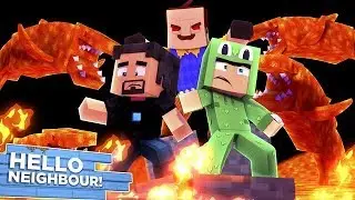 BABY NEIGHBOR TRAPS LITTLE LIZARD AND SCUBA STEVE WITH LAVA SHARKS - MINECRAFT ADVENTURE