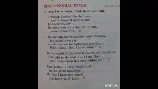 SEE I HAVE COME LORD TO DO YOUR WILL - RESPONSORIAL PSALM 18th jan 2026 (dinah )