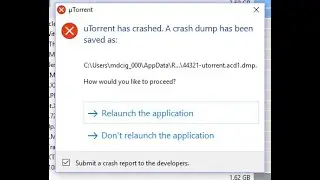 Solved:utorrent has crashed a crash dump has been saved