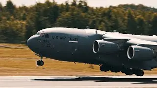 United States Air Force Boeing C-17 Globemaster III Landing In Vilnius Airport.