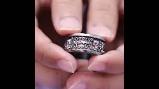 Garnet Skull Wedding Band Fleur De Lis Skull Band Badass Biker Ring