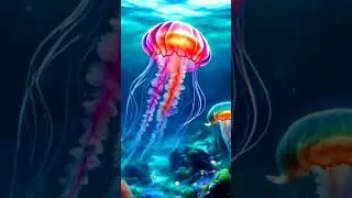 AI Glowing Jellyfish and Colorful Coral