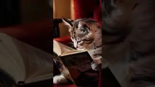 Cozy Cat Reading: A Kitten&rsquo;s Delightful Evening in a Red Chair #shorts #kitten #cat #relaxation