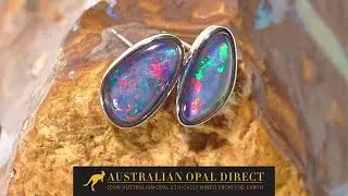 Gold Earrings, Green Earrings, Opal Stud Earrings - Australian Opal Direct | Worldwide Shipping