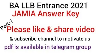 B.A.LLB Entrance Exam Question Paper Jamia 2021 Answer key/Short solution PART-1