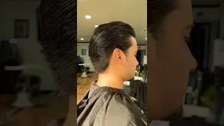 Slick Back Haircut. Duck Tail. Long side burns Elvis style. No Skin Fade, Scissor Cut. #slickback