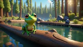 Five Little Frogs on a Flying Log | Fun Counting Song for Kids | Animal Adventure Rhyme
