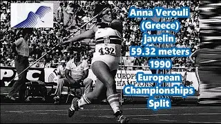 Anna Verouli (Greece) javelin 59.32 meters 1990 European Championships Split.
