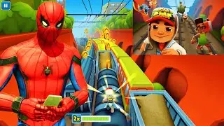 Spider man Plays SUBWAY SURFERS⭐️Reaction⭐️