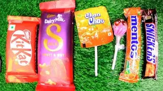 ASMR Most Popular Candys / some lots of colorful rainbow lollipop candy / unpacking chocolate eat