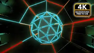 1h Neon Exploding Ball Orange Light Blue High Contrast &ndash; Futuristic  Background 4K Screensaver
