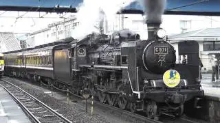 JR山口線 SLやまぐち号 新山口駅発車(汽笛の音割れ注意) 2011.5