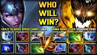 WHO WILL WIN? BETWEEN CRAZY GLAIVES SPEED LUNA VS. IMBA RIGHT CLICK DEMON SHADOW FIEND 7.39c DOTA 2