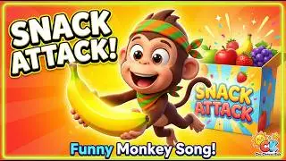 Monkey Snack Attack 🐒🍌 | Fun Kids Song About Sharing & Snacks | Preschool Music