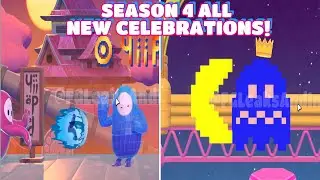 ALL NEW FALL GUYS SEASON 4 CELEBRATIONS! 🕹️ (Street Fighter, Pac-Man, arcade games)