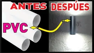 Lámpara de pared hecha con TUBO de PVC (Paso a paso)  Amazing  idea #diy #manualidades