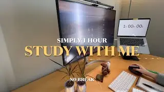 1 Hour Study With Me / no break / afternoon office / rain sound