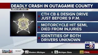 One person dead after crash between motorcycle and semi-trailer in Outagamie County