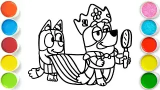 Bluey and Bingo playing dress up game Drawing, Painting & Coloring For Kids and Toddlers_ Easy Art