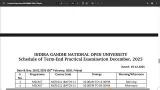 IGNOU PRACTICAL EXAM DATE SHEET DECEMBER 2025 #ignou 