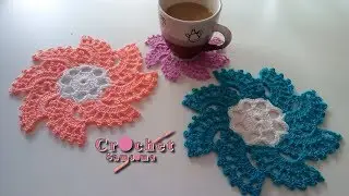 كروشيه قواعد للأكواب مع طريقة  تكبيرها لتصبح ايضا قاعدة لابريق الشاي والقهوة  // Crochet a coaster