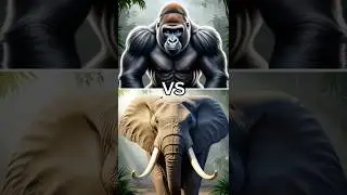 gorilla vs elephant who is stronger⁉️ #animals #gorilla #elephant