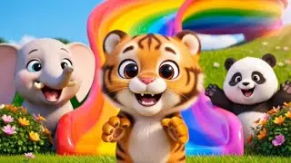 Cute Baby Animals Rainbow Slide Game 🌈🐯 | Fun Kids Animation #kidsanimation#babyanimals#rainbowslide