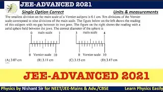 The smallest division on the main scale of a Vernier calipers is 0.1 cm. Ten divisions #jeeadvanced