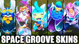 All New Space Groove Skins Spotlight Teemo Ornn Nami Lissandra Gragas TF Taric (League of Legends)