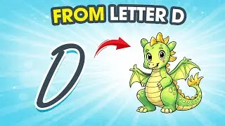 Draw from Letter D Dragon | Easy Drawing Tutorial