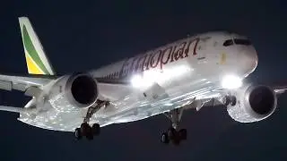 (4k) 10 Incredible Nighttime Landings at Newark Liberty | B787 B777 B757