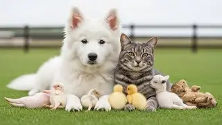 Cute Farm Animals Eating Food Rabbit, Sheep, Duck, Pig, Horse, Cat, Dog&ndash; 4K Animal Video