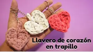 ❤️Llavero de corazón en trapillo a Crochet💜Heart keychain in trapillo to Crochet