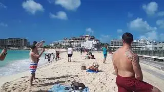jet blue sunset beach bar Maho 10th Feb 2018 after hurricane Irma St Martin