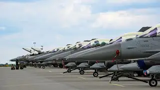 NATO Allied fighter jets scramble for the skies in an exercise to respond to airborne threats